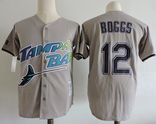 Mitchell And Ness Rays #12 Wade Boggs Grey Throwback Stitched MLB Jersey